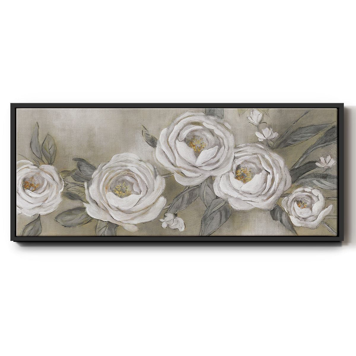 Cottage Roses - Floater Framed Canvas Print