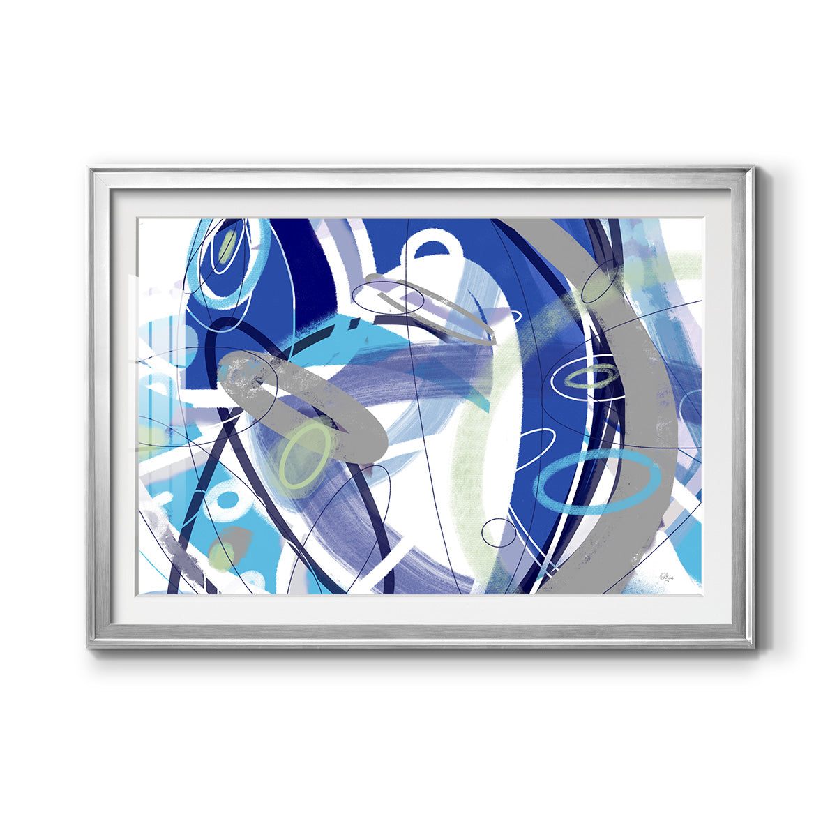 Blue Flow - Modern Framed Art Print