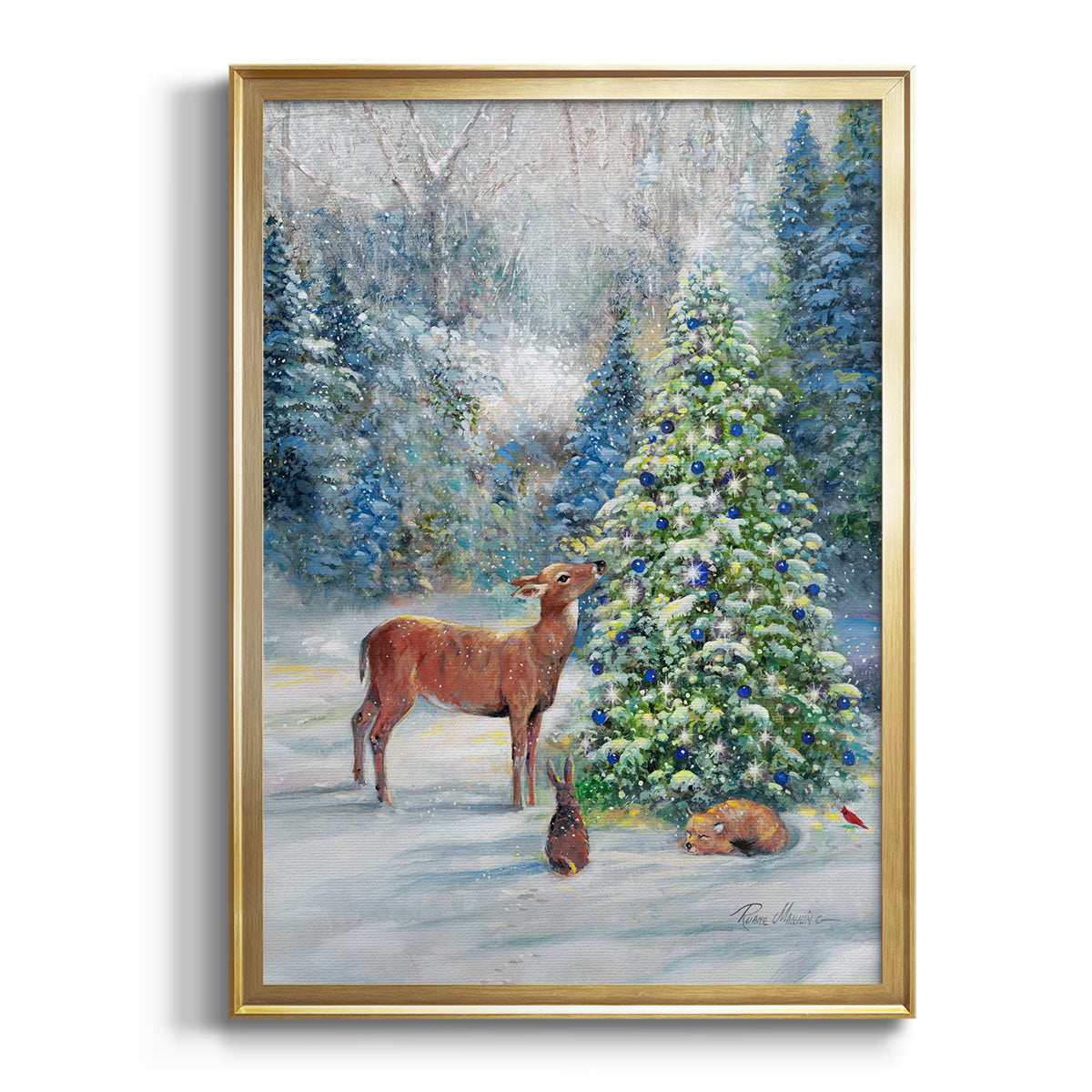 Winter Gathering - Modern Framed Canvas Print