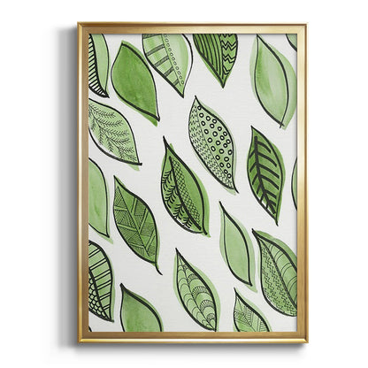 Patterned Leaf Shapes IV - Modern Framed Canvas Print