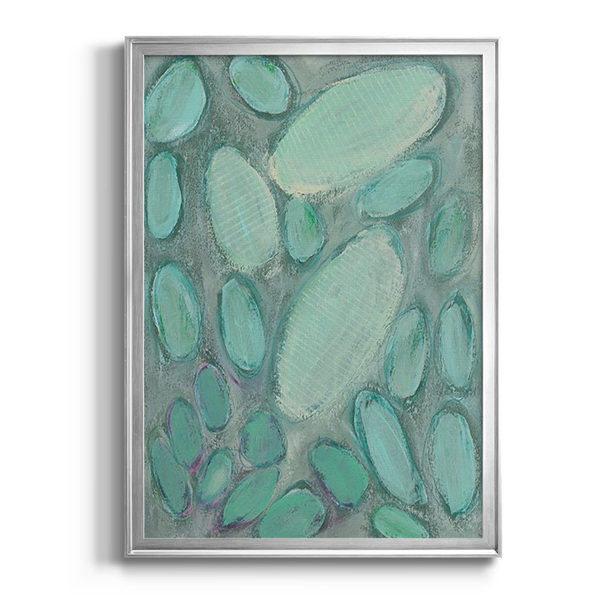 Blue Orbs II - Modern Framed Canvas Print