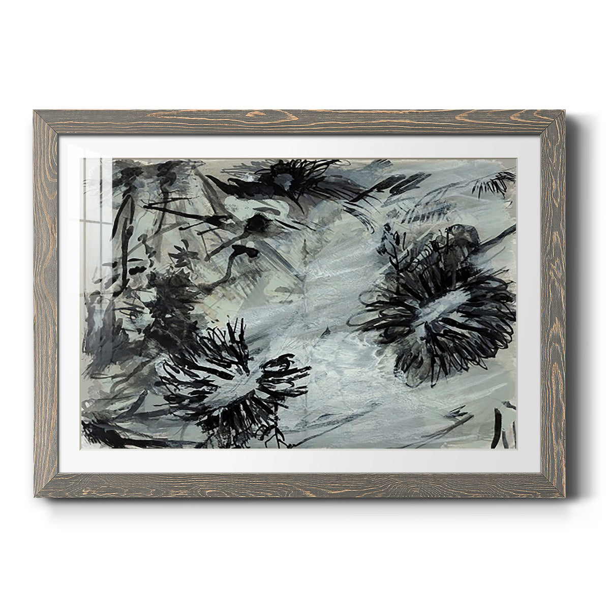 Black & White Chinois I - Barnwood Framed Art Print