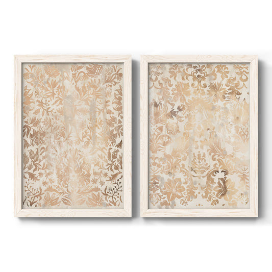 Walnut Damask I - Barnwood Framed Canvas Set