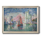 Impressionist harbor scene by Paul Signac printed on canvas in an ornate champagne frame.