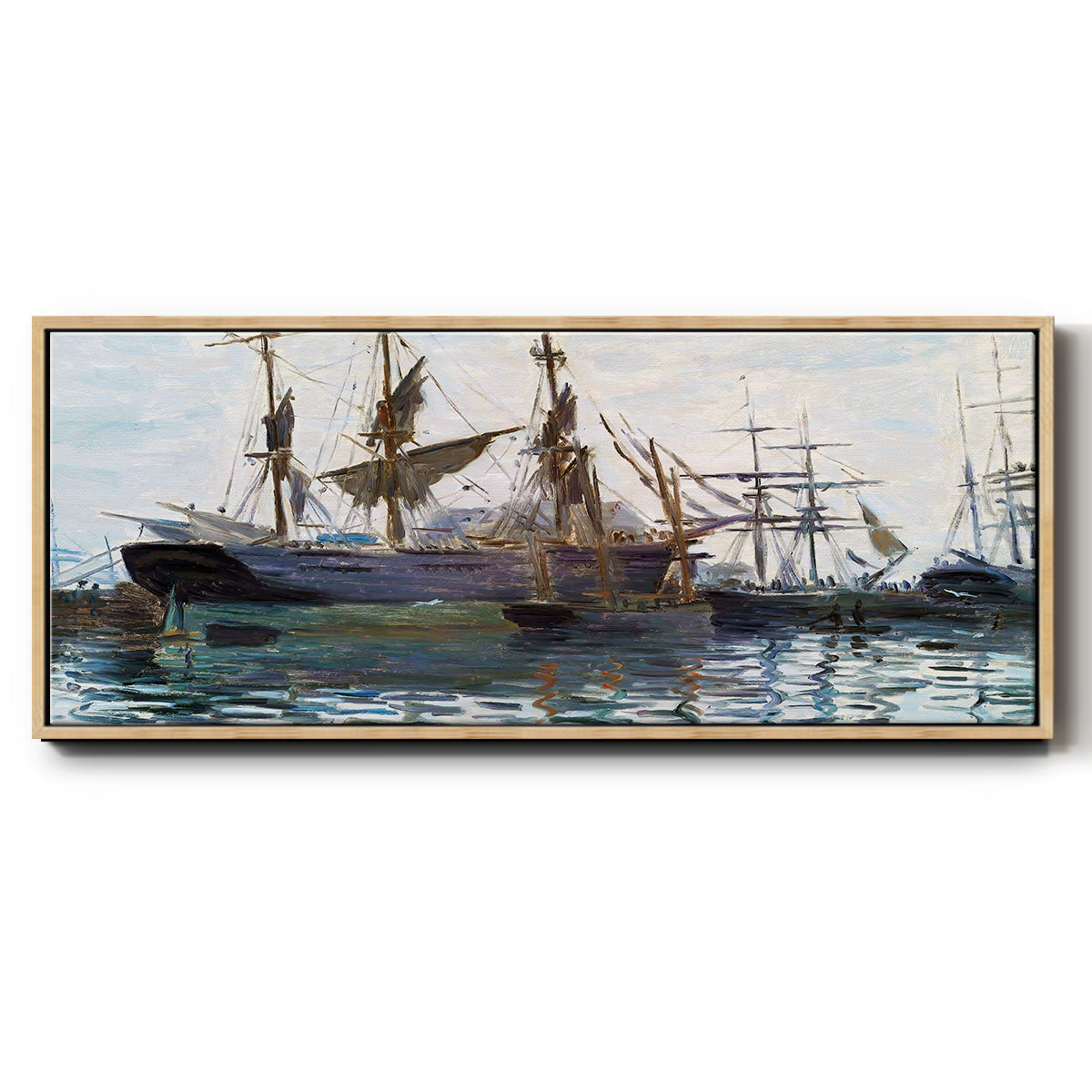 Ships in Harbor, 1873 - Floater Framed Canvas Print