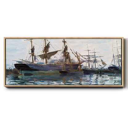 Ships in Harbor, 1873 - Floater Framed Canvas Print