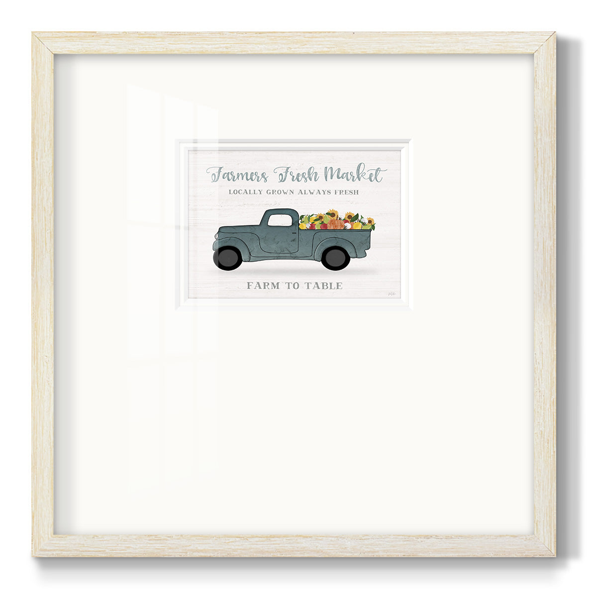 Fresh Sunflowers Truck Premium Framed Print Double Matboard