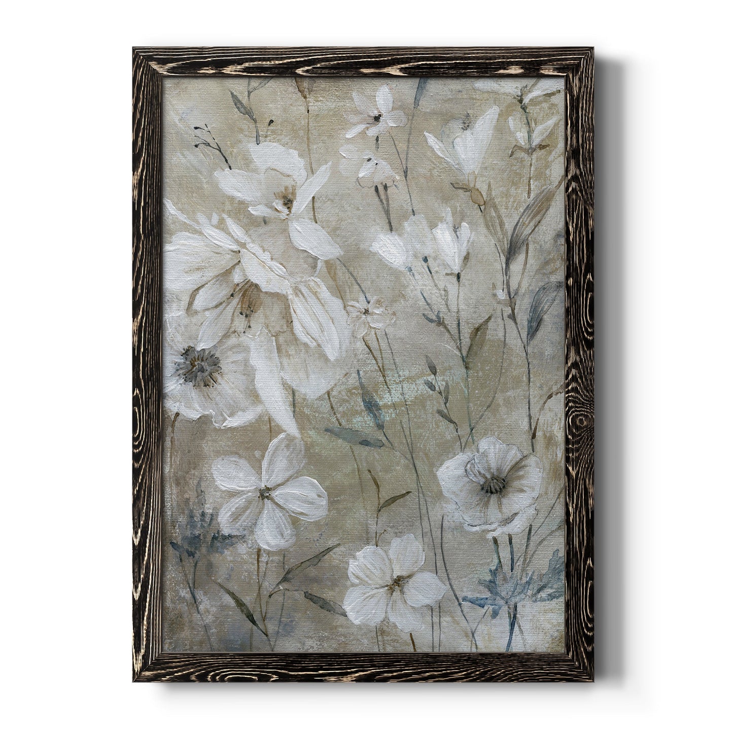 Wildflower Whites - Barnwood Framed Canvas Print