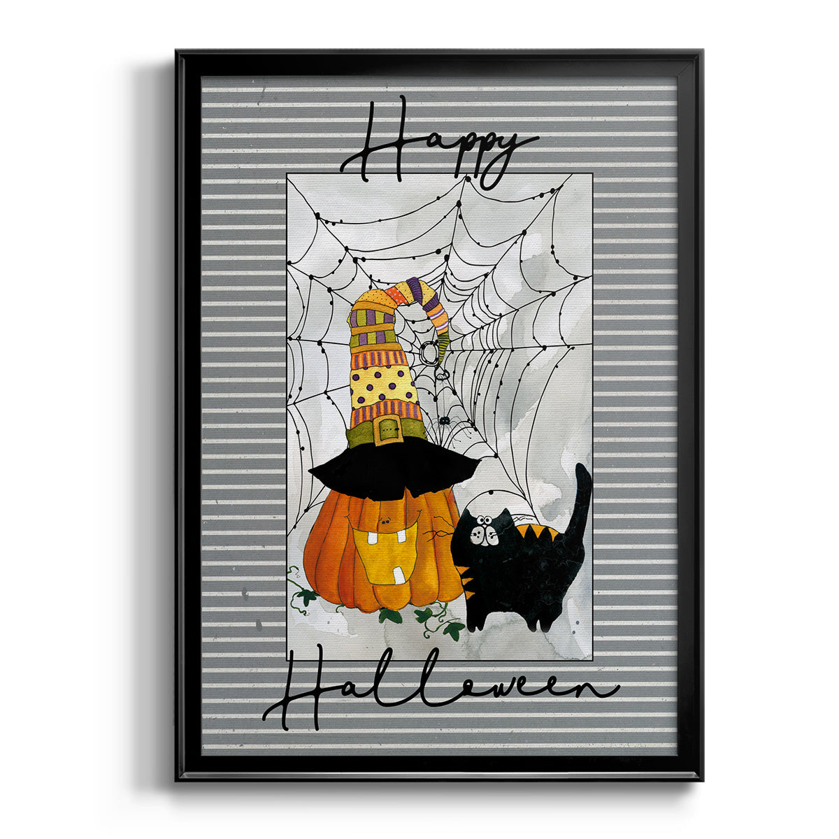 Happy Halloween Pumpkin - Modern Framed Canvas Print