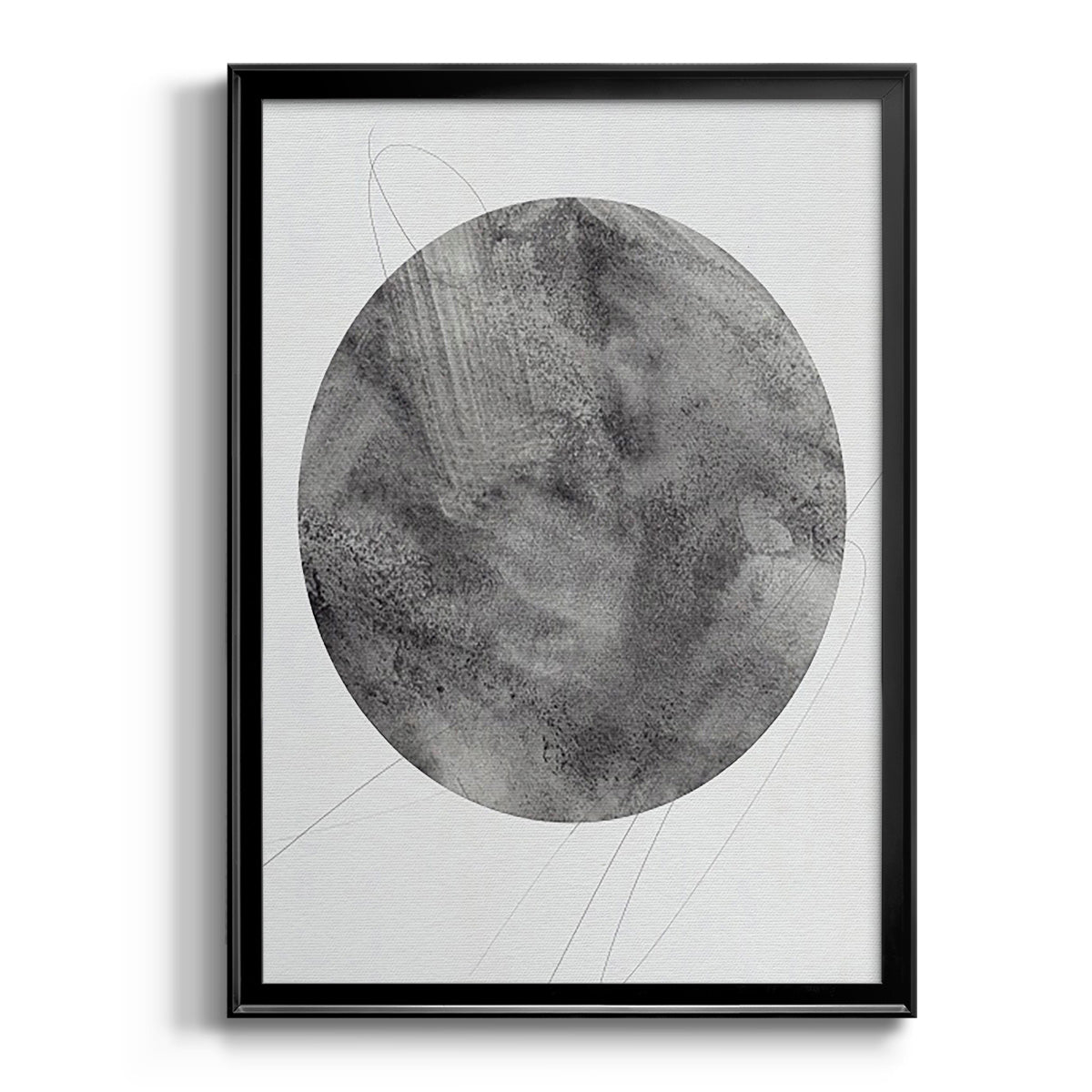 Graphite Moon II - Modern Framed Canvas Print