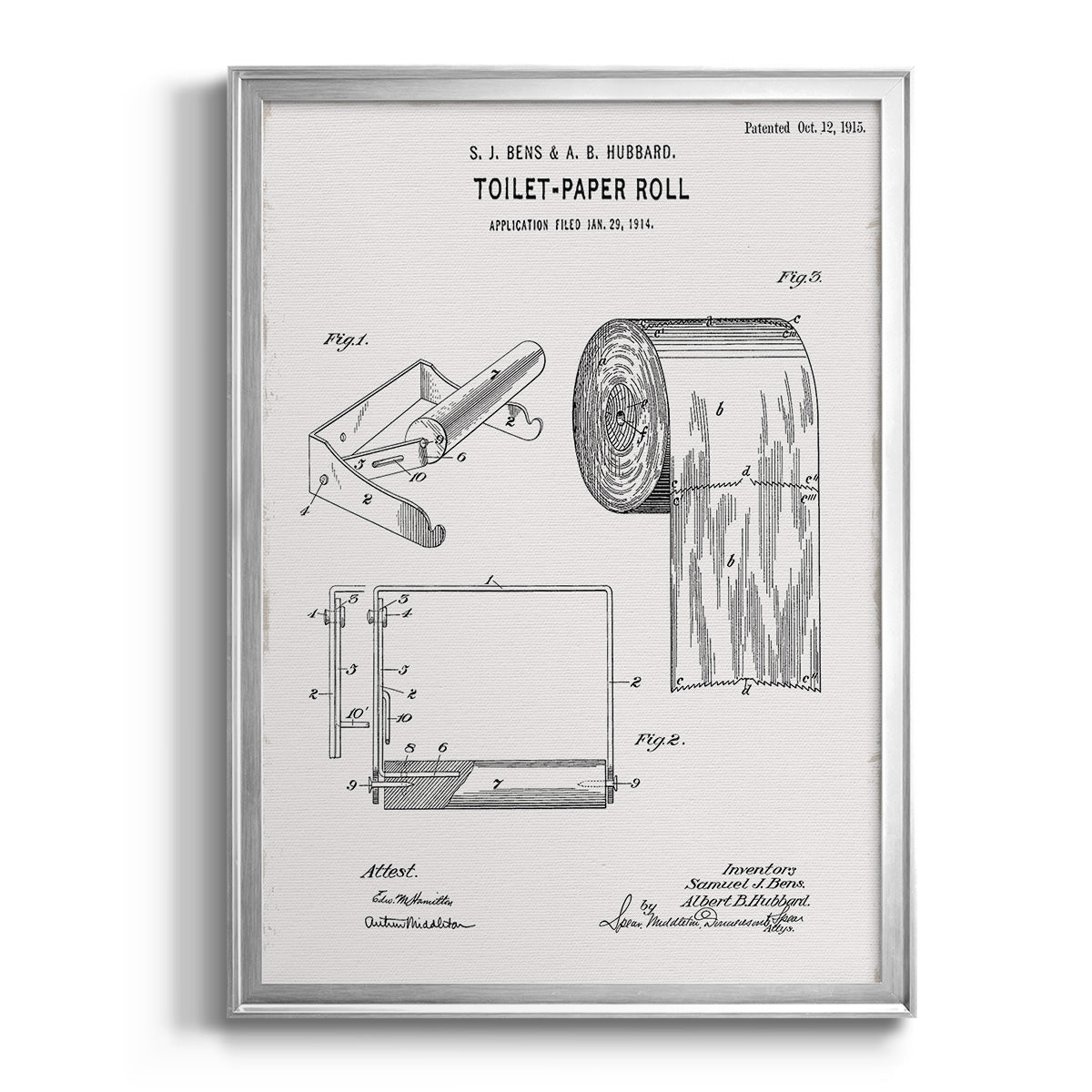 Toilet Paper Patent I - Modern Framed Canvas Print