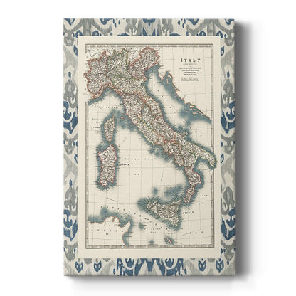 Bordered Map of Italy - Canvas Art Print