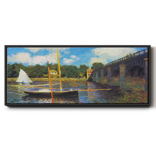 The road bridge, Argenteuil by Monet - Floater Framed Canvas Print
