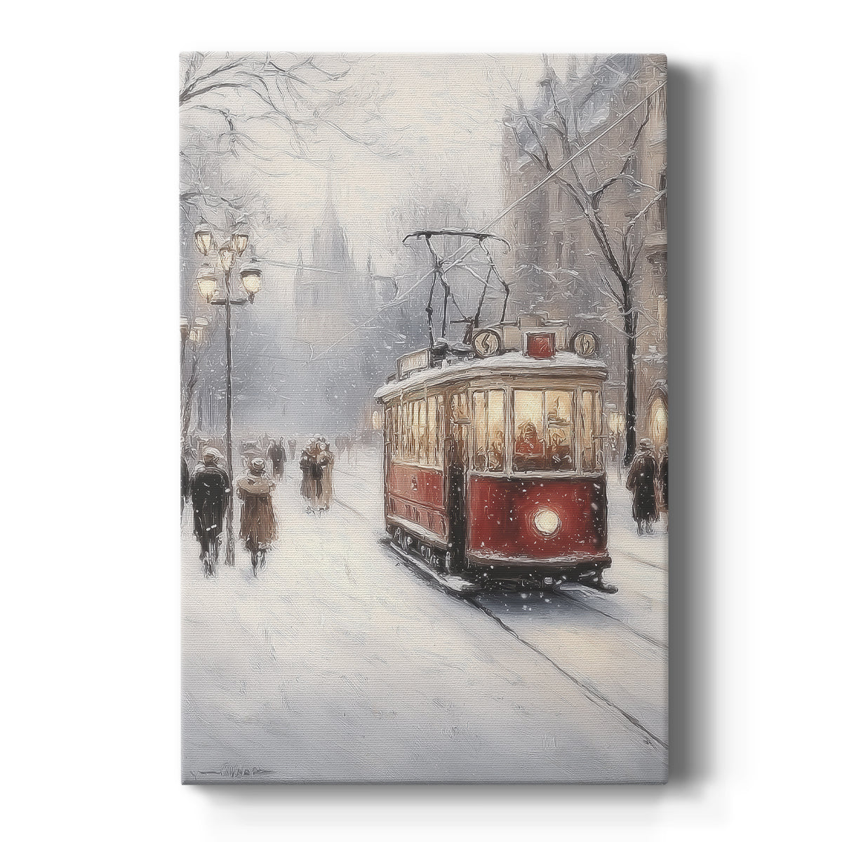 Frostlit Dawn Hearth - Canvas Art Print