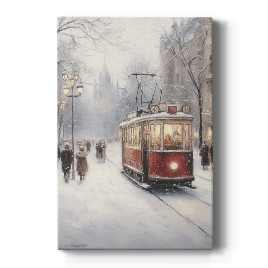 Frostlit Dawn Hearth - Canvas Art Print