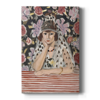 Canvas art print featuring a fauvist portrait of a woman with Spanish styling and bold color on a clean white background.