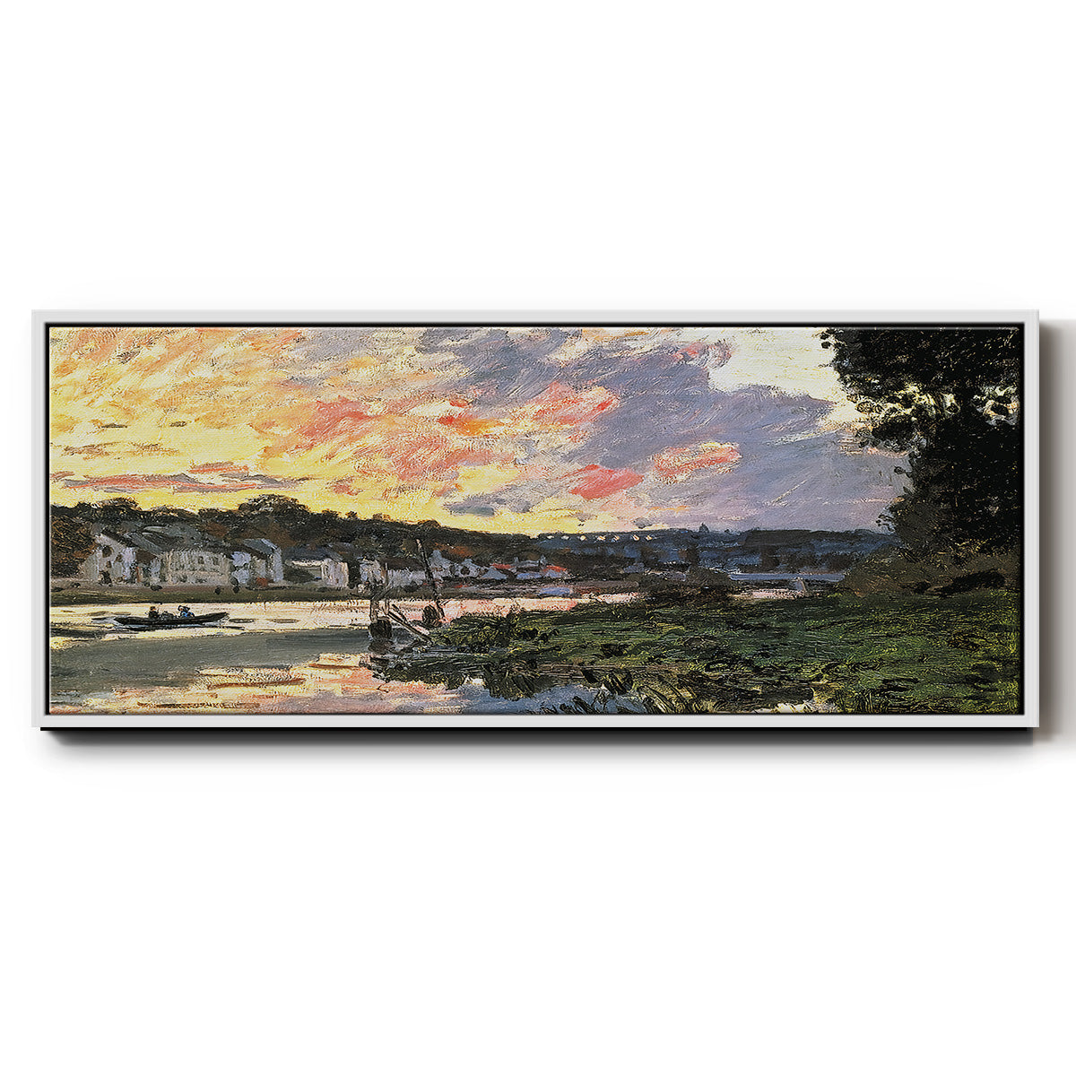 The Seine at Bougival in the Evening, 1870 - Floater Framed Canvas Print