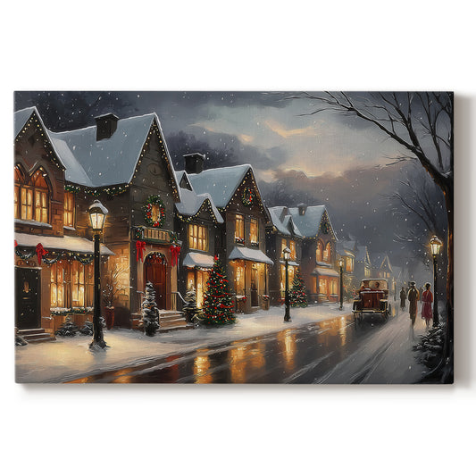 Warm Lantern Night Green - Canvas Art Print