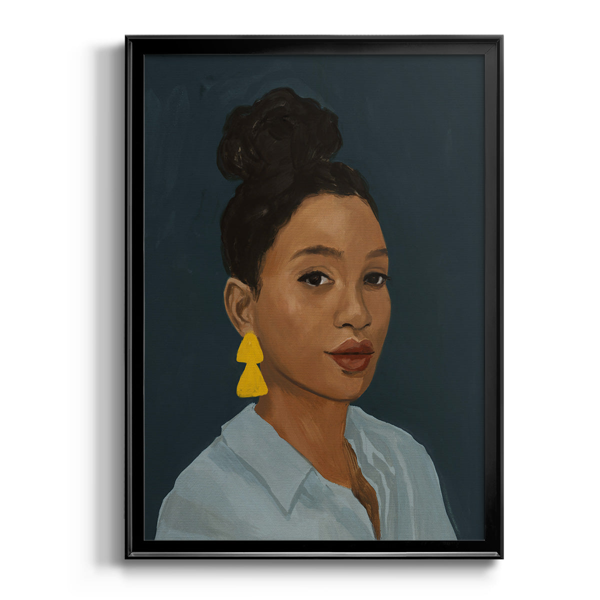 Figure in Yellow Earring - Modern Framed Canvas Print