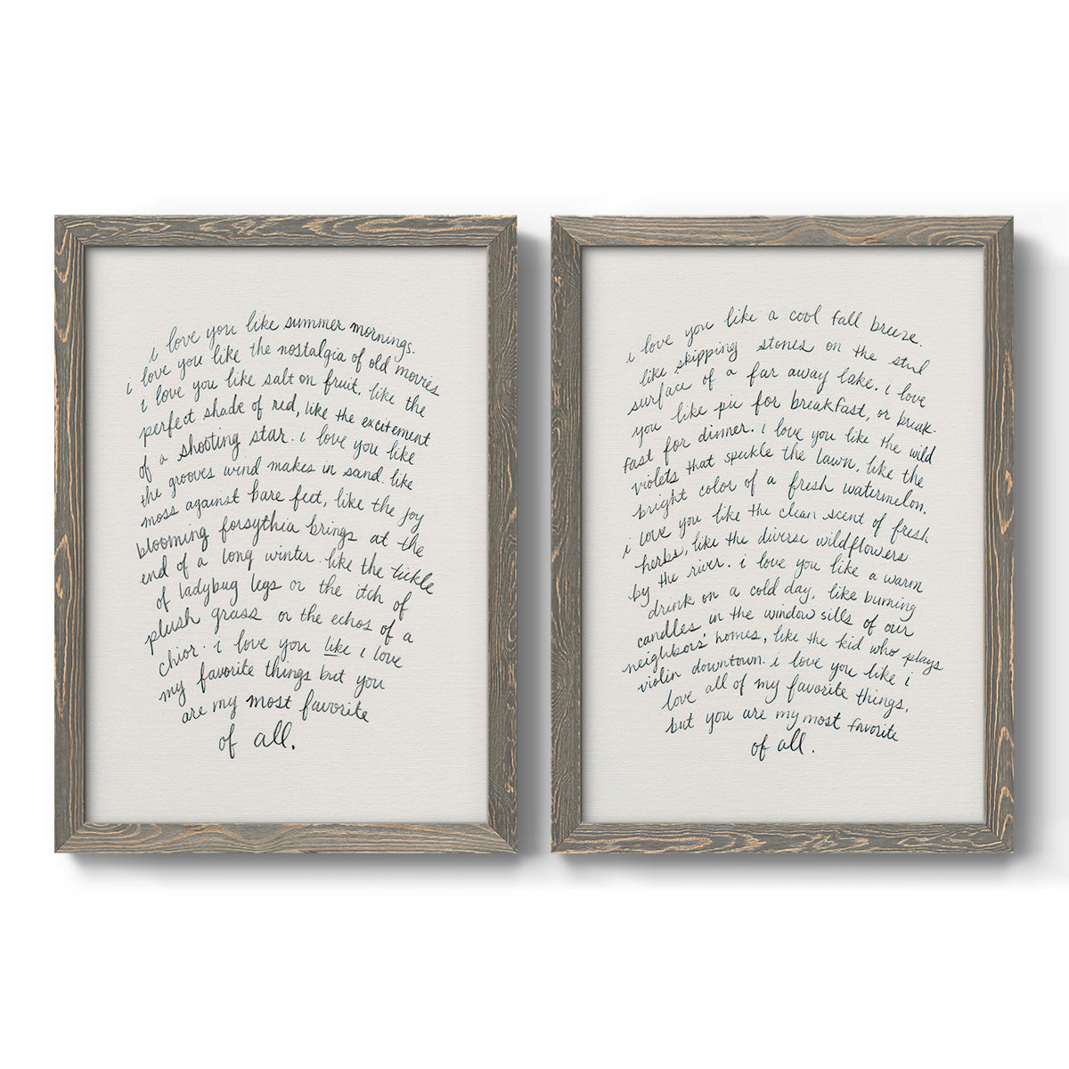 Letter to a Lover I - Premium Framed Canvas 2 Piece Set - Ready to Hang