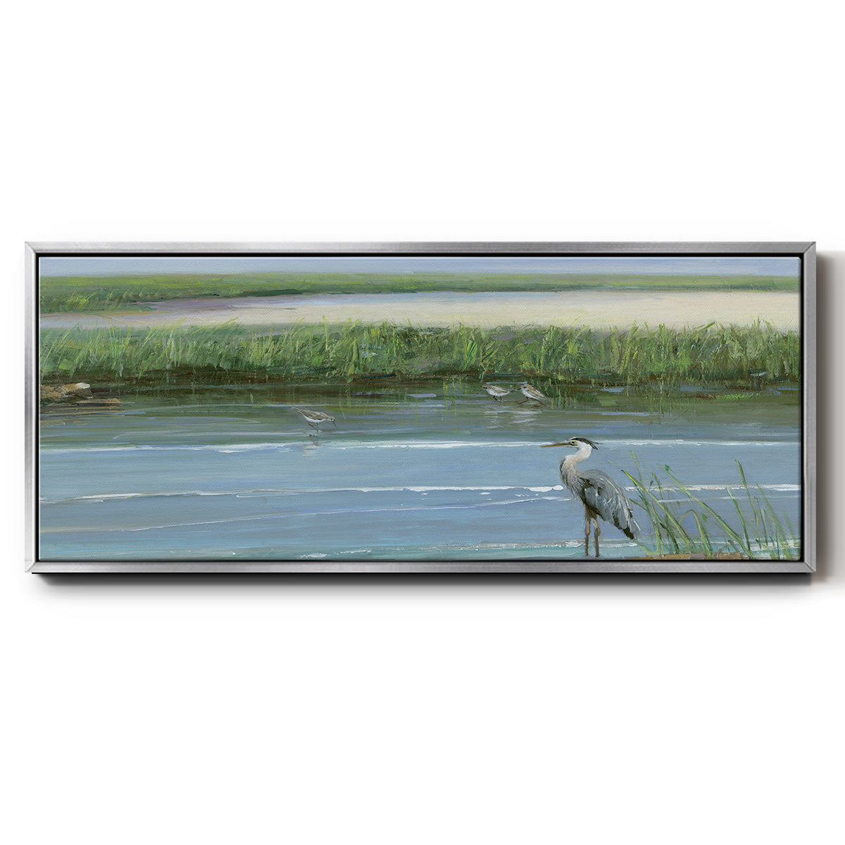Wading at Dusk - Floater Framed Canvas Print