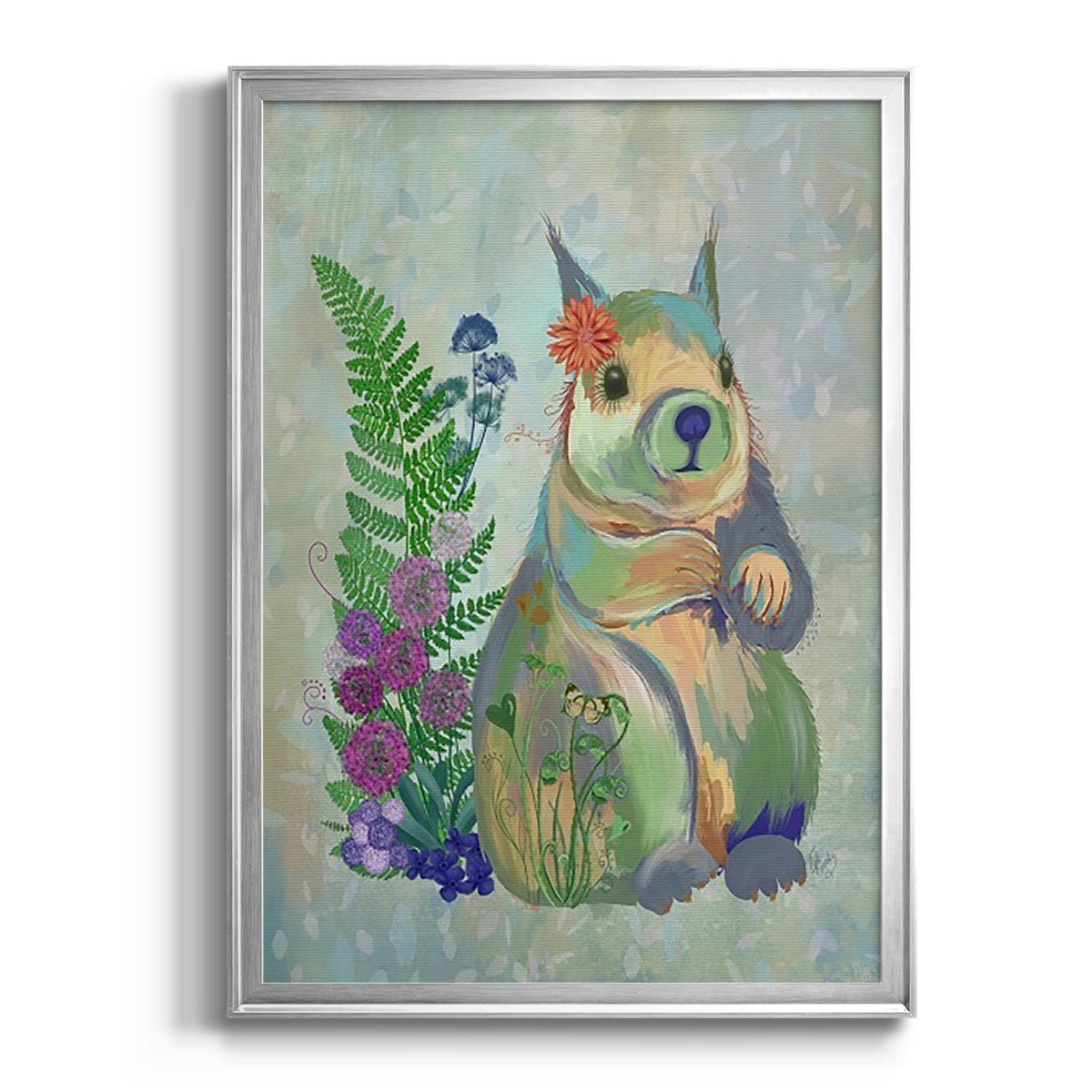 Fantastic Florals Squirrel - Modern Framed Canvas Print