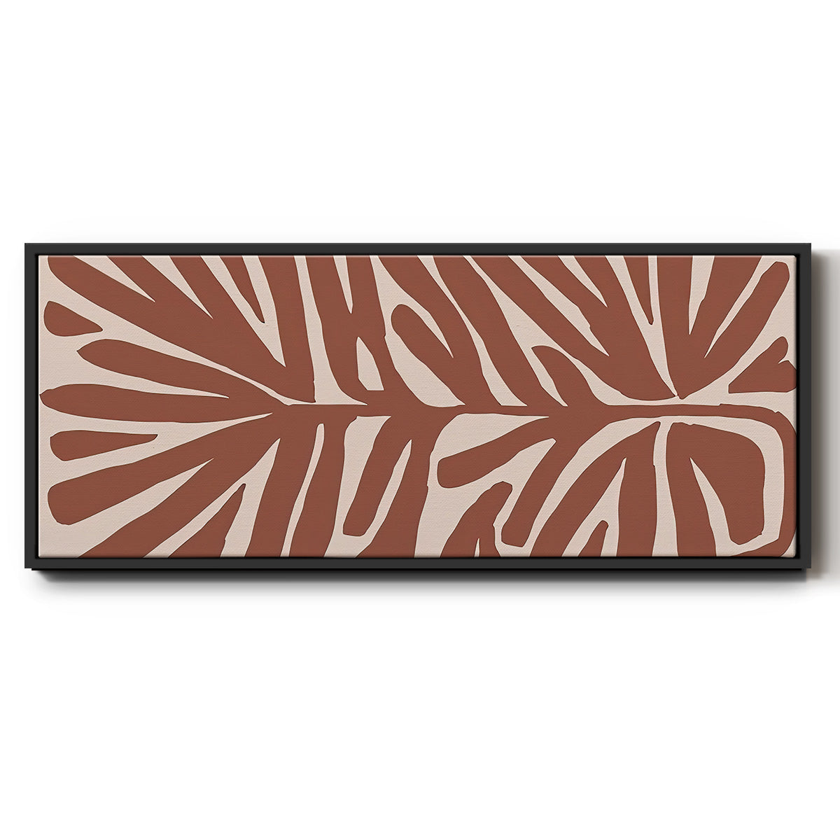 Terra Cotta Block Palms IV - Floater Framed Canvas Print