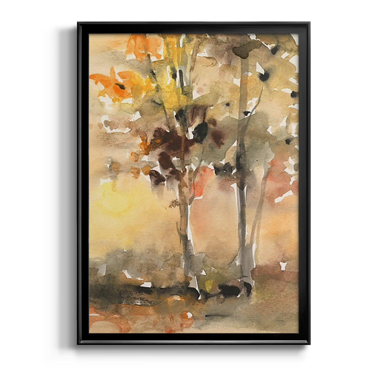 Fall Foliage Watercolor II - Modern Framed Canvas Print