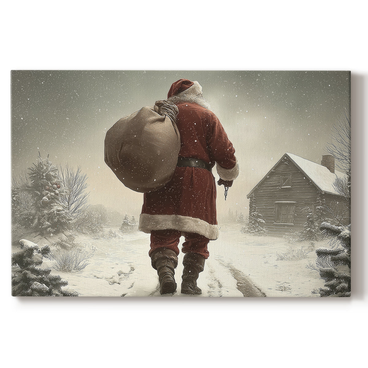 Eve of Tinsel-Gold Icicles - Canvas Art Print