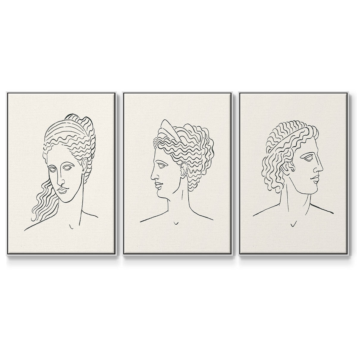 Greek Busts I - Floater Framed Canvas Set
