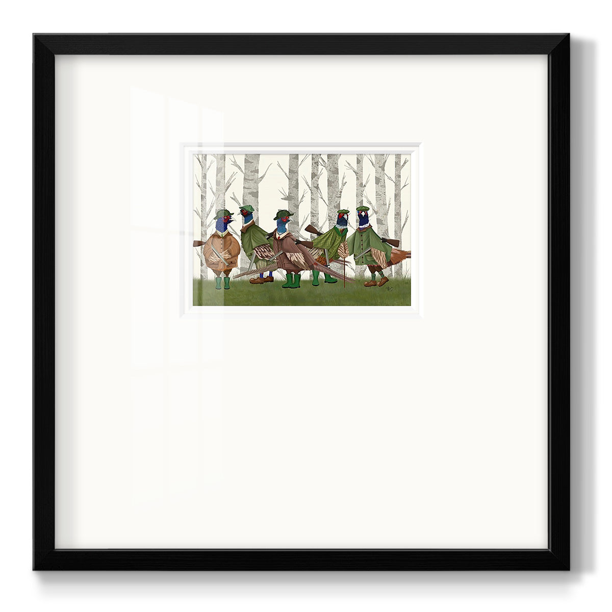 Pheasant Shooting Party Group 3 Premium Framed Print Double Matboard