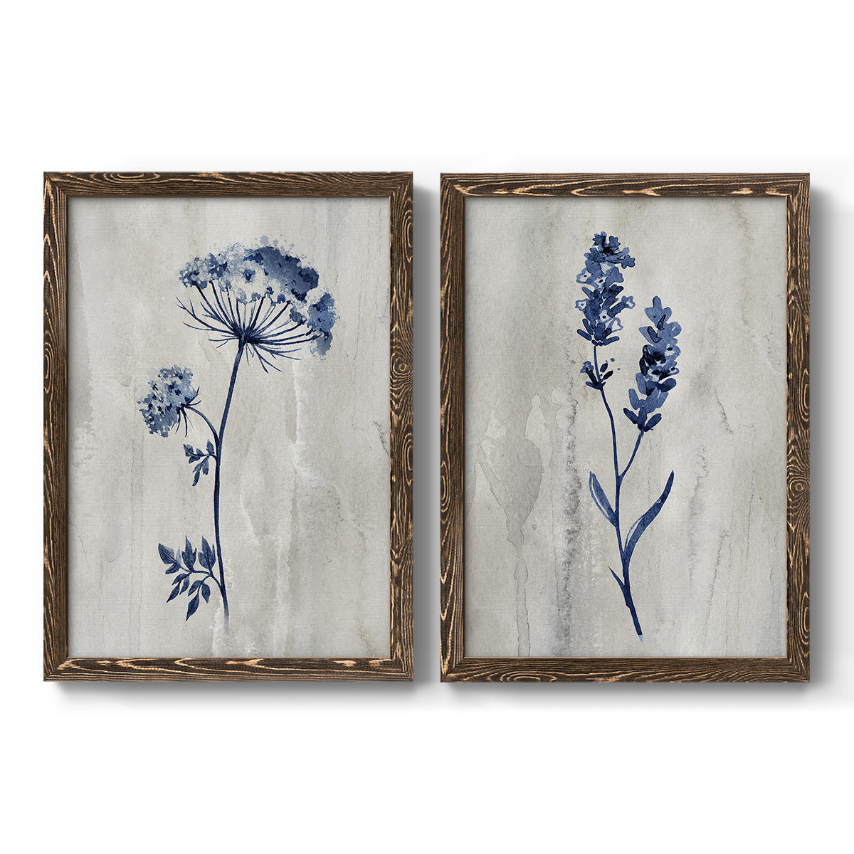 Indigo Botanical I - Premium Framed Canvas 2 Piece Set - Ready to Hang