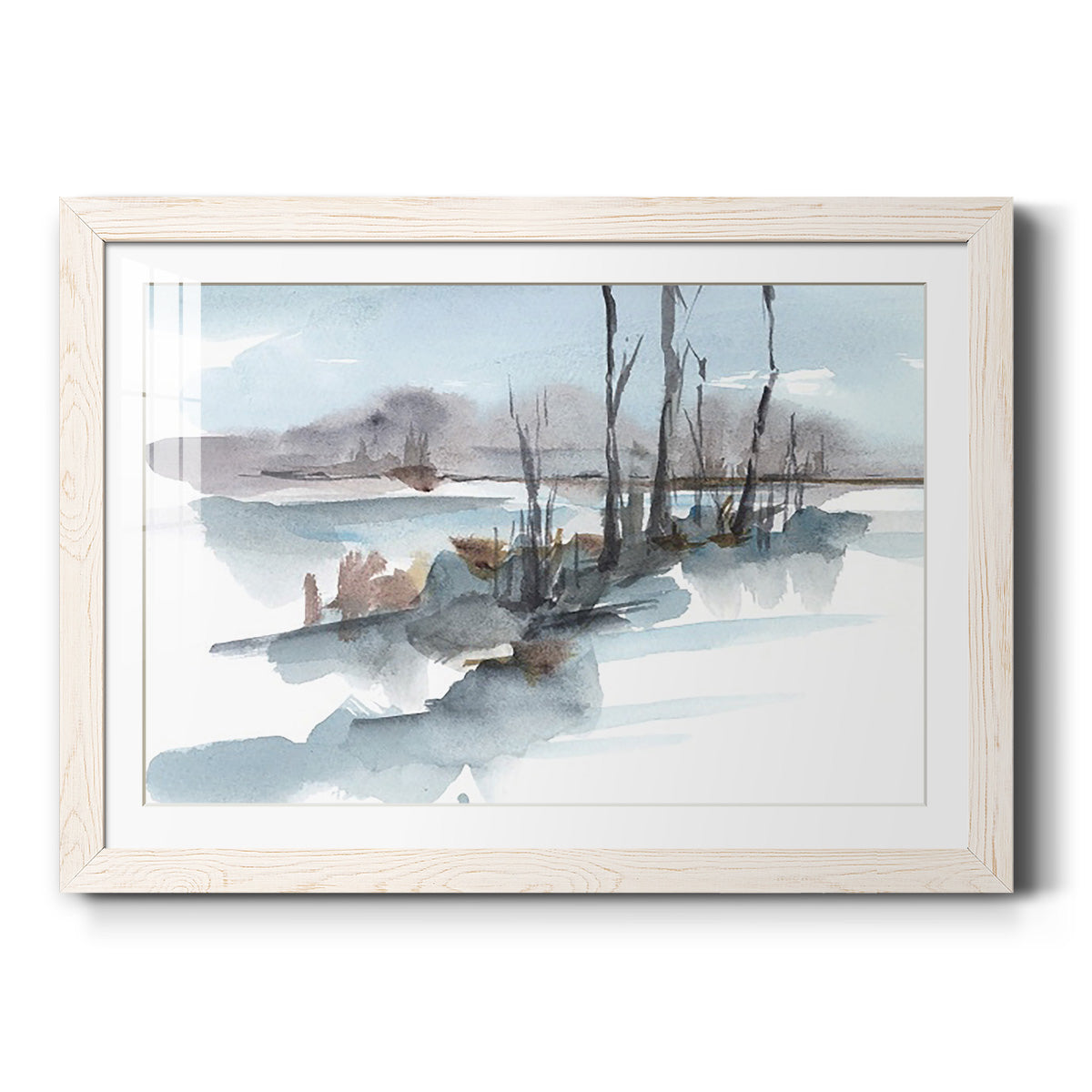 Winter Stream Watercolor I - Barnwood Framed Art Print