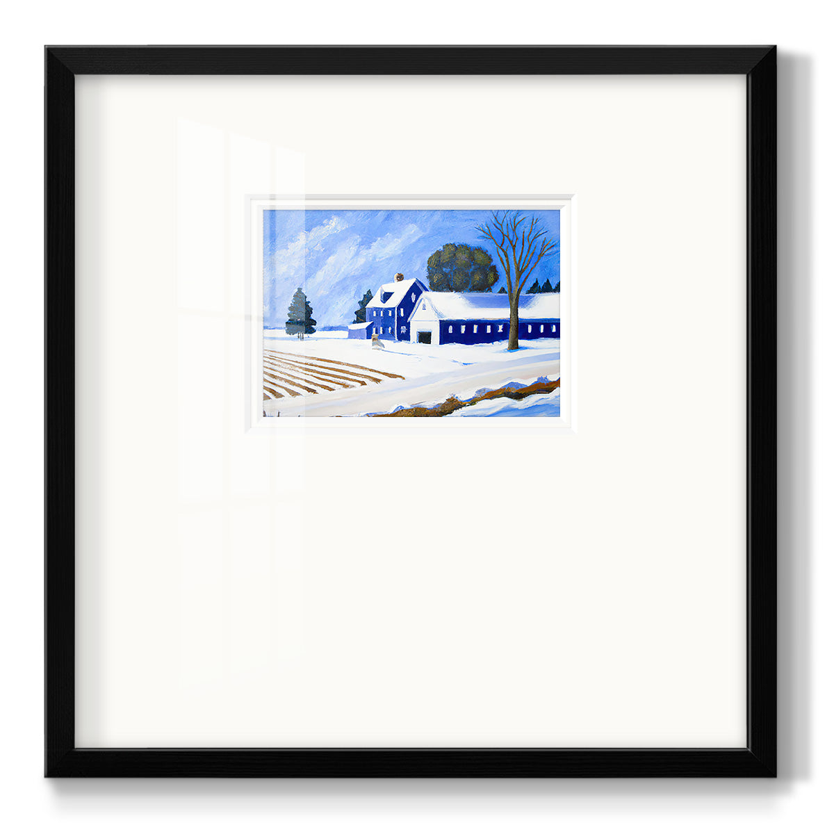 Winter Barn II - Double Matboard Framed Print