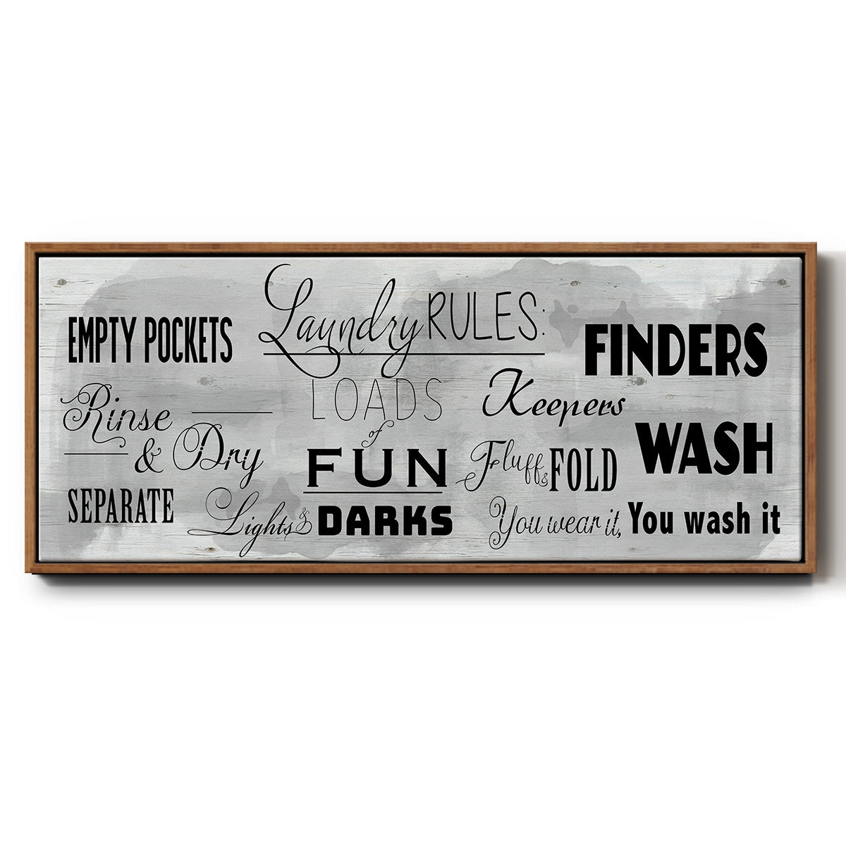 Laundry Rules - Floater Framed Canvas Print