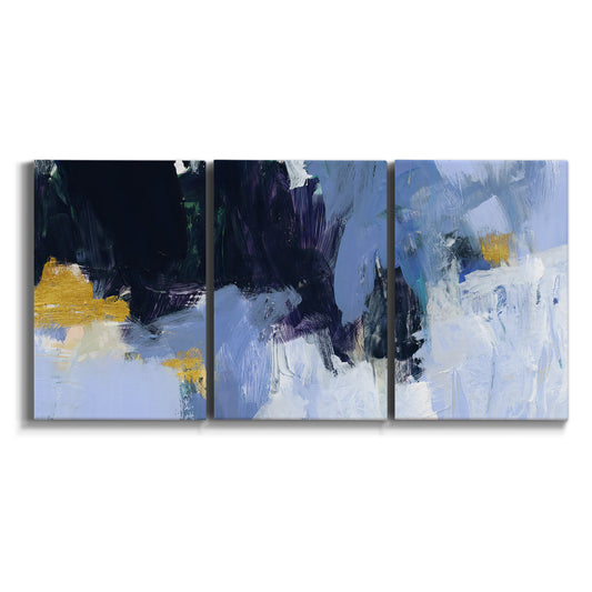 Three-panel canvas wall art featuring icy abstract arctic ledge on white background.