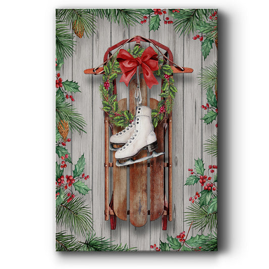 Sled and Skates - Canvas Art Print