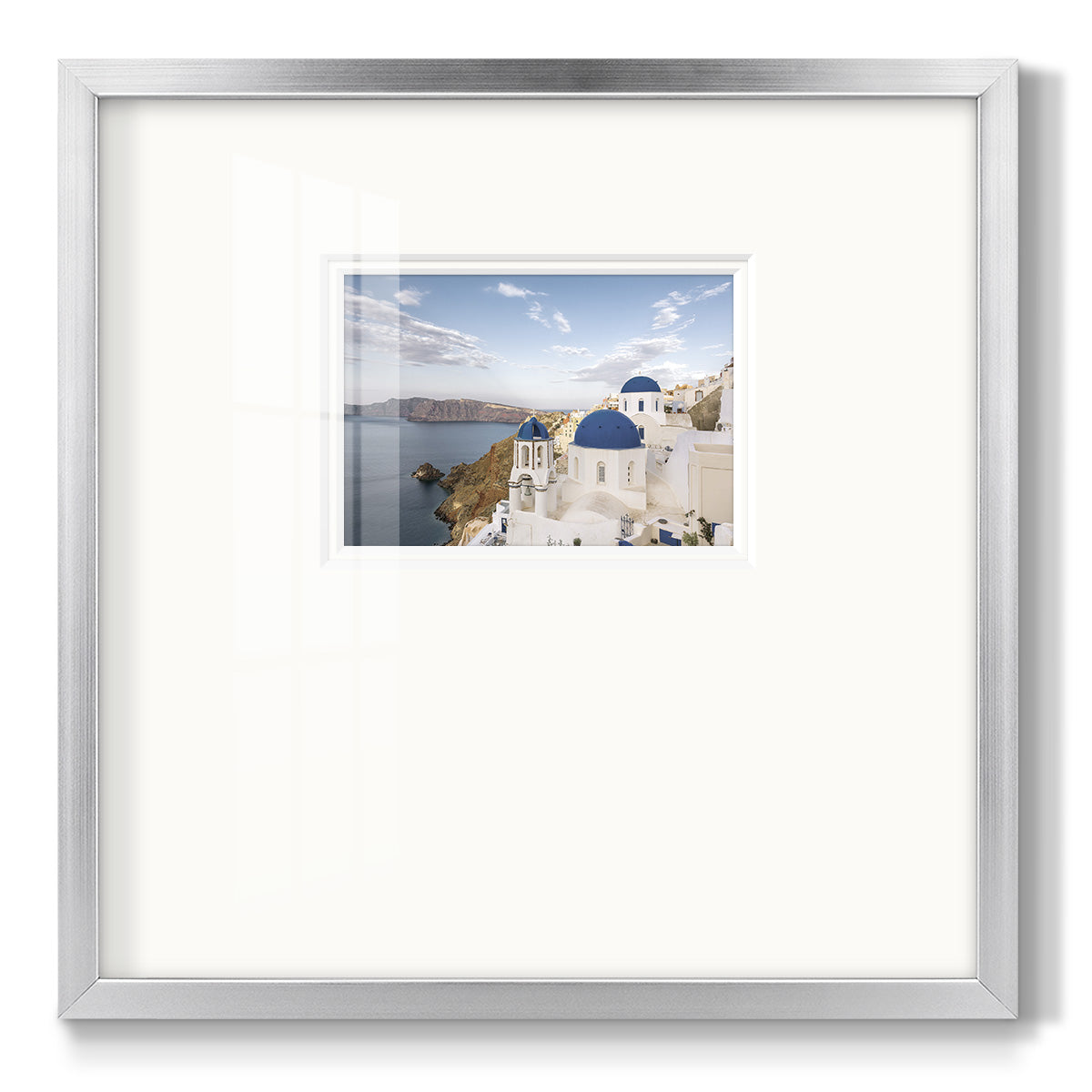 Santorini View Premium Framed Print Double Matboard