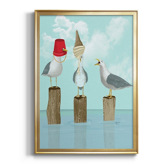 Silly Seagulls - Modern Framed Canvas Print