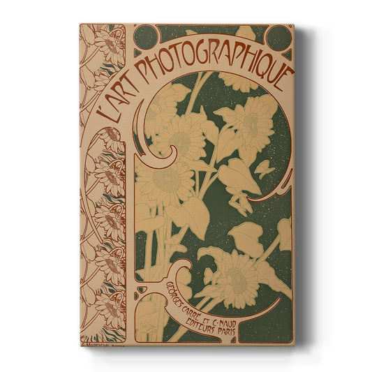 Canvas art print featuring an Art Nouveau cover design with ornate floral motifs and photography publication text on a clean white background.