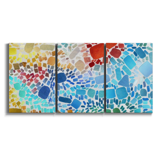 Three-panel canvas wall art featuring open landscape with landing strip on white background.