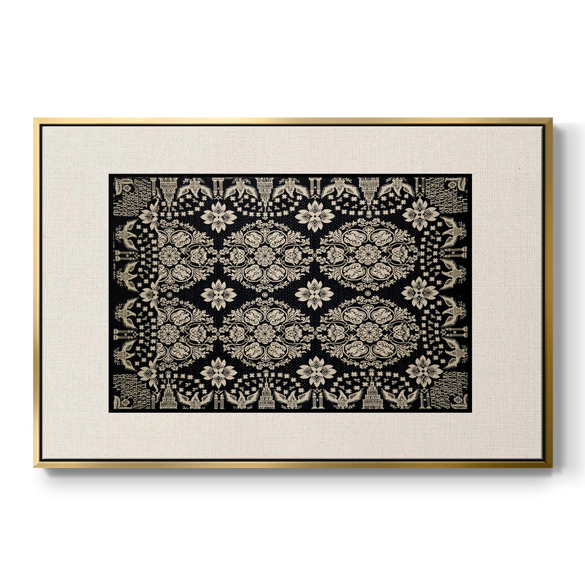 Vintage Abstract Print-XI Premium Framed Gallery Wrapped Canvas in Floating Frame