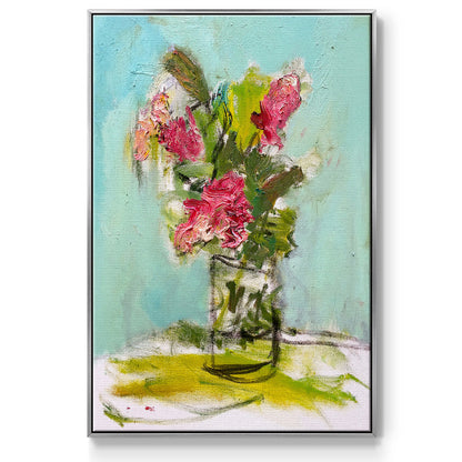 Turquoise Lilly - Floater Framed Canvas Print