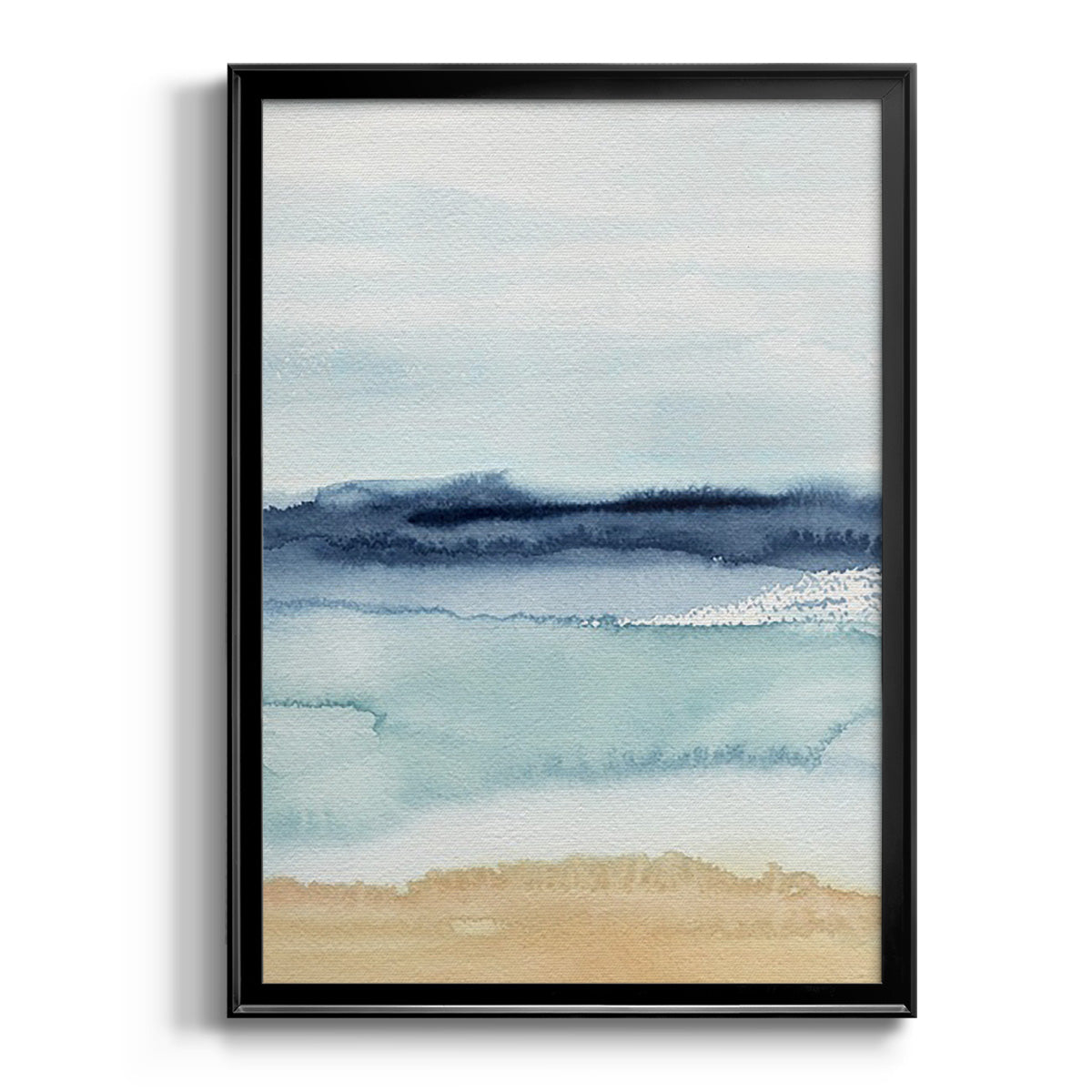 Watercolor Ocean Horizon II - Modern Framed Canvas Print