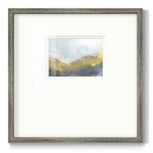 Blue and Gold Abstract IV - Double Matboard Framed Print