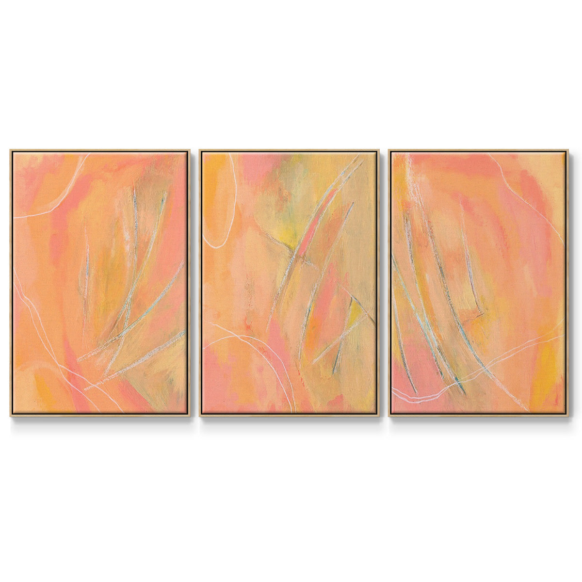 Patterned Leaf Shapes I - Floater Framed Canvas Set
