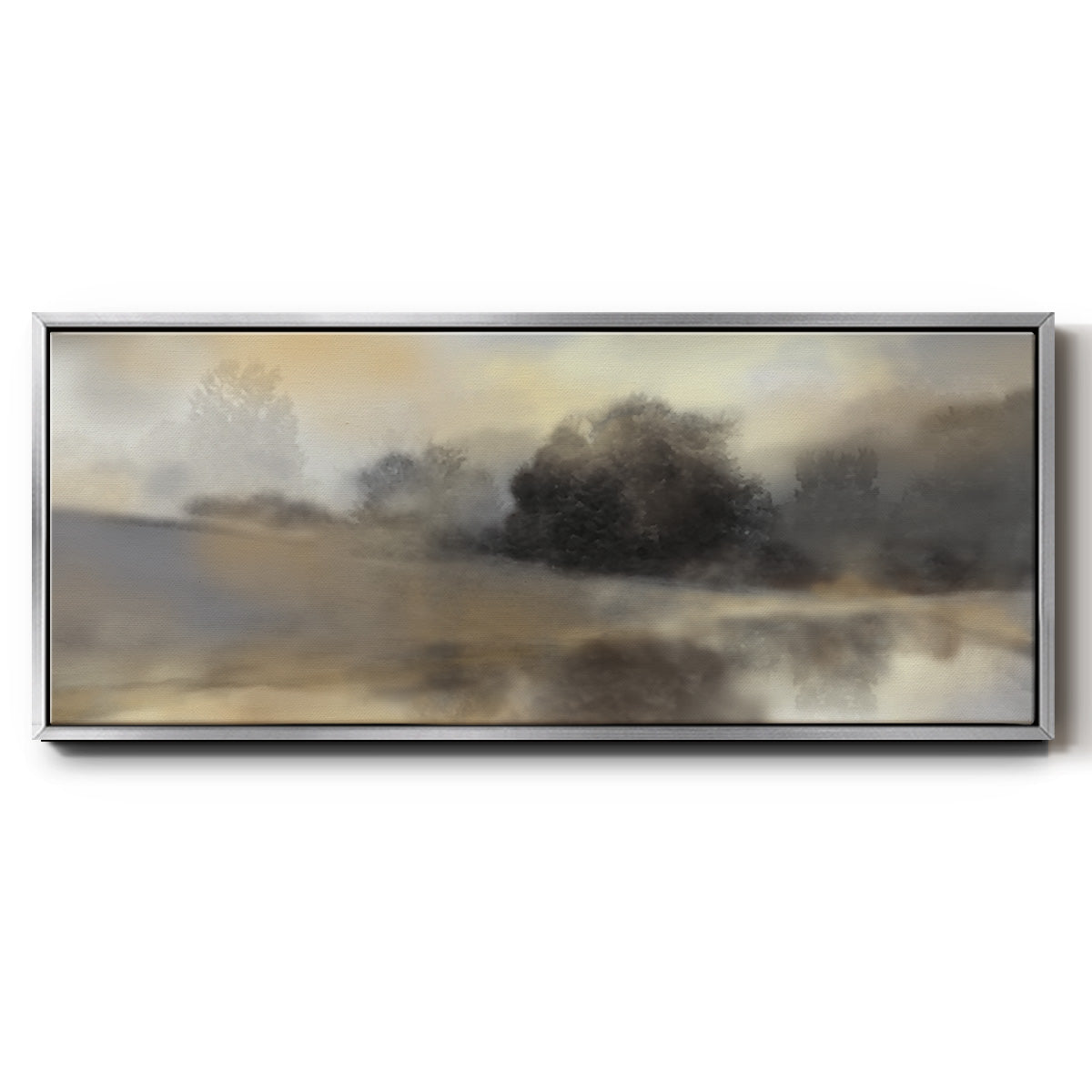 Misty Pond - Floater Framed Canvas Print