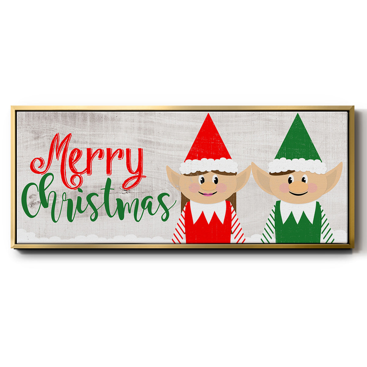 Christmas Elf Couple - Floater Framed Canvas Print
