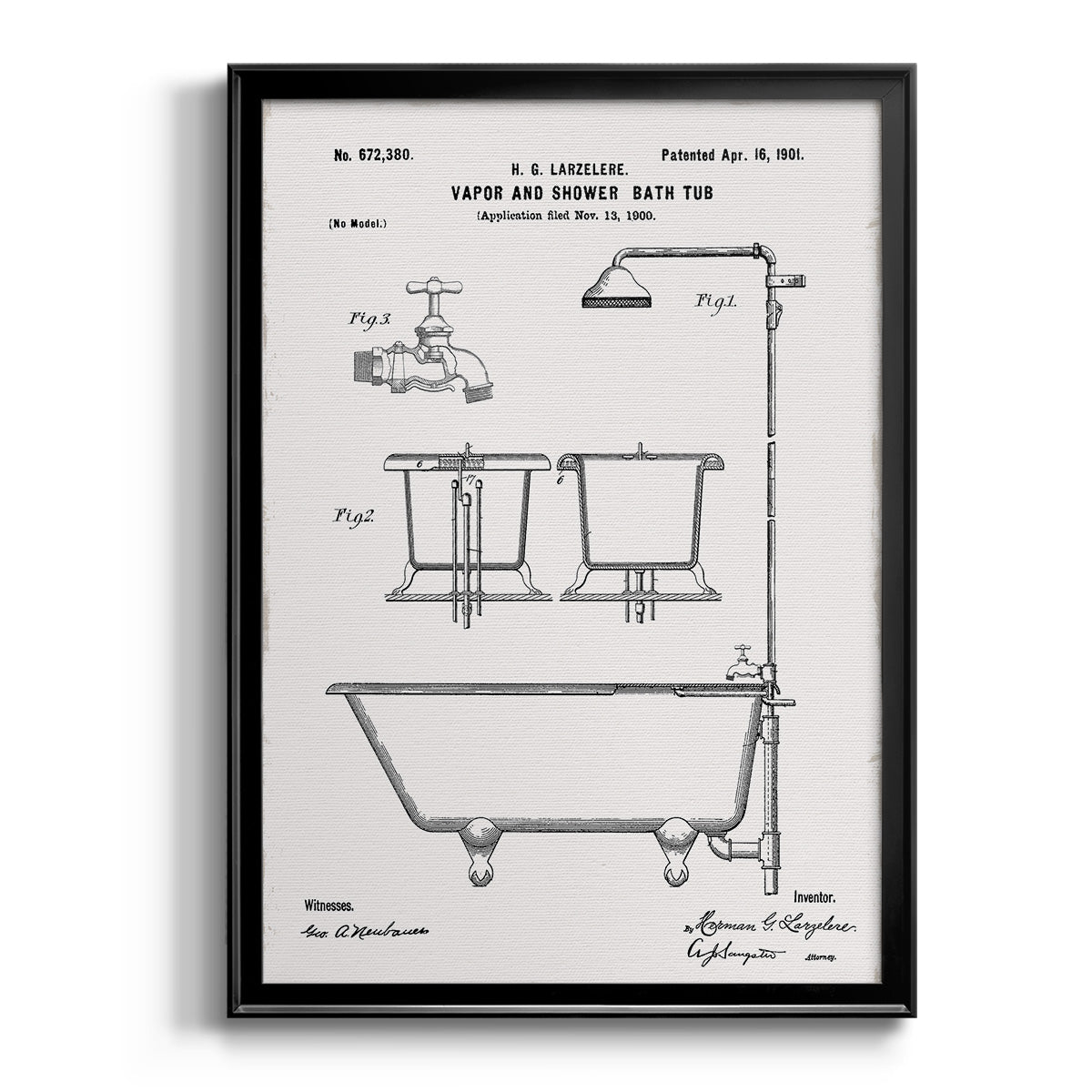 Vintage Bath II - Modern Framed Canvas Print