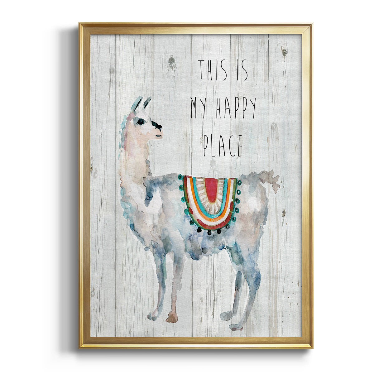 Llama Happy Place - Modern Framed Canvas Print